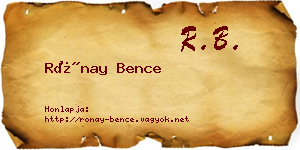 Rónay Bence névjegykártya